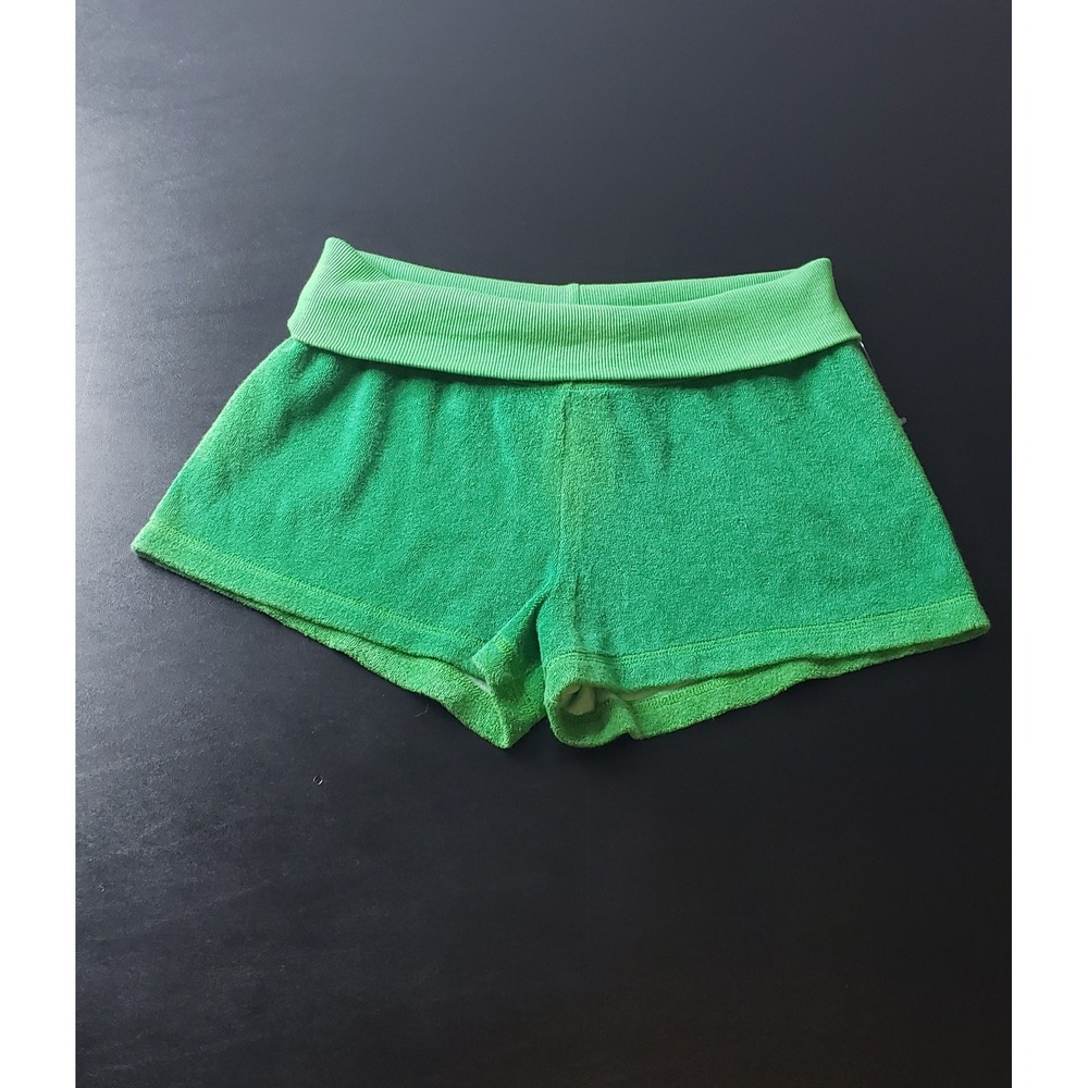 Hard Tail Forever Green Terry Cloth Fold Over Waistband Shorts M Summer Y2K